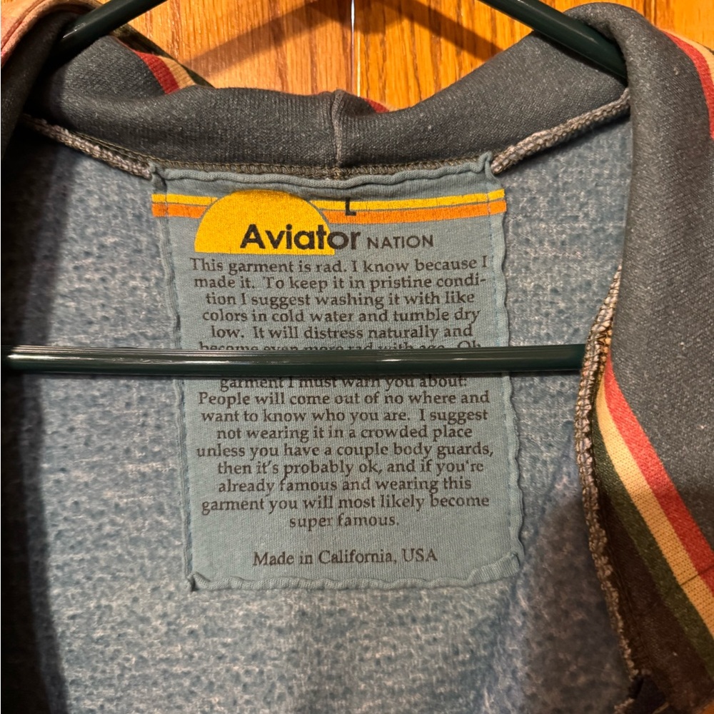Aviator Nation Multicolor Striped Hoodie with Lightning Bolt - Picture 4 of 4